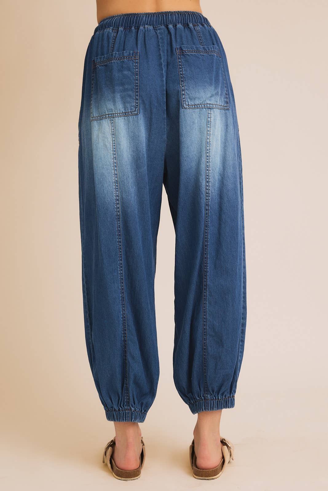 GILLI DRAW STRING WAIST WIDE JOGGER JEAN