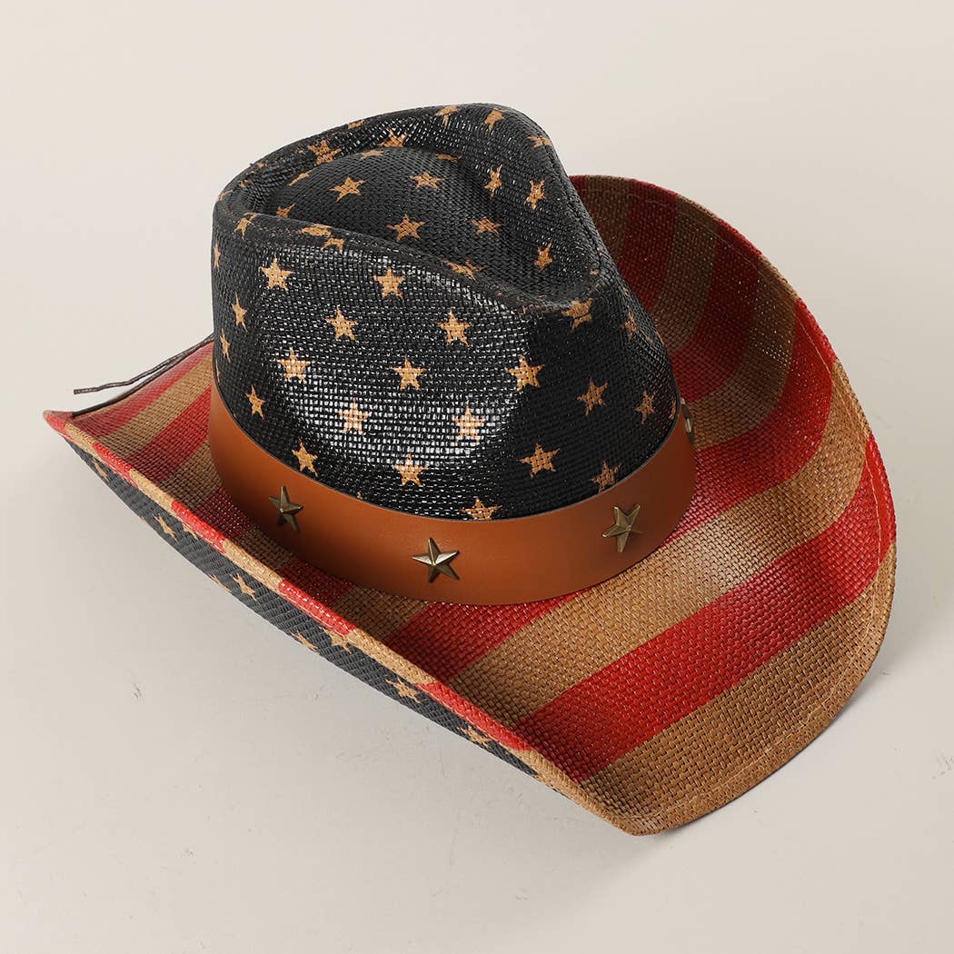 USA Stars Straw Cowboy Hat