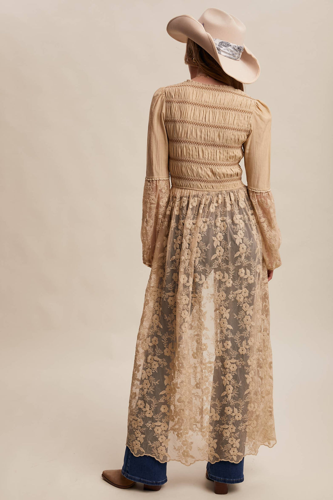 Prairie Romance Lace-Up Maxi Duster
