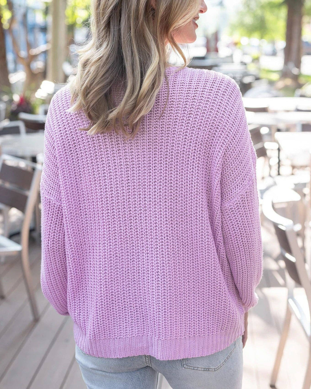 Grace and Lace Boyfriend Slouchy Knit Sweater in Orchid