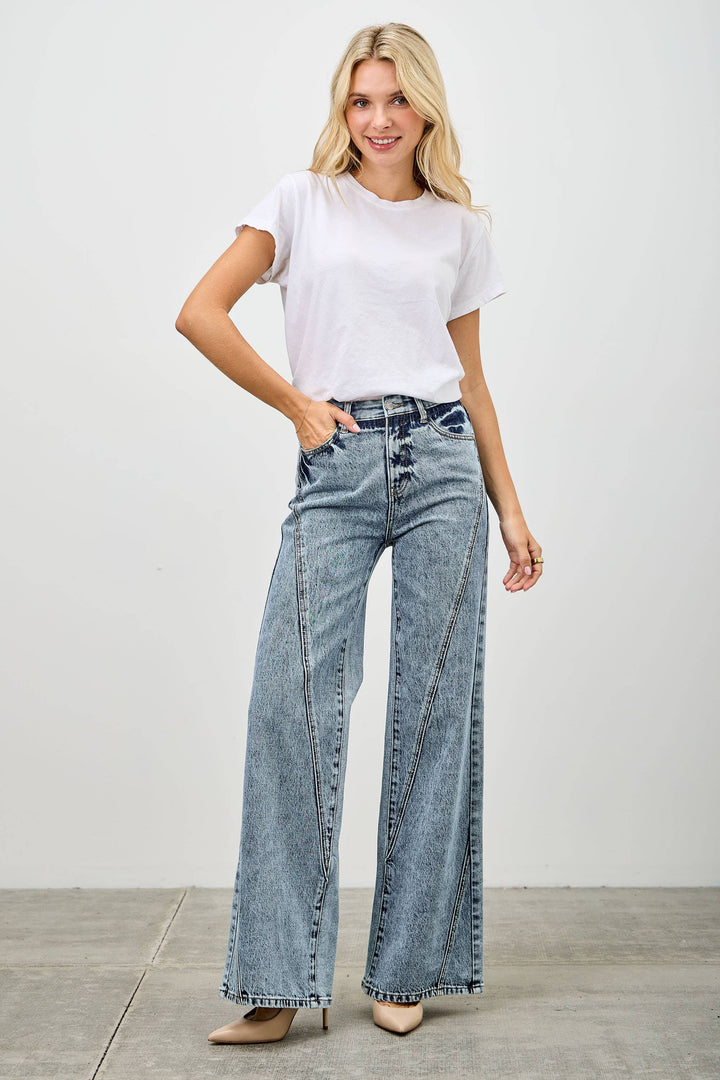 High Rise Relaxed Straight Jean with Seam Detail