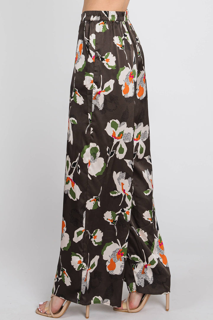 Bold Moves Floral Satin Statement Pants