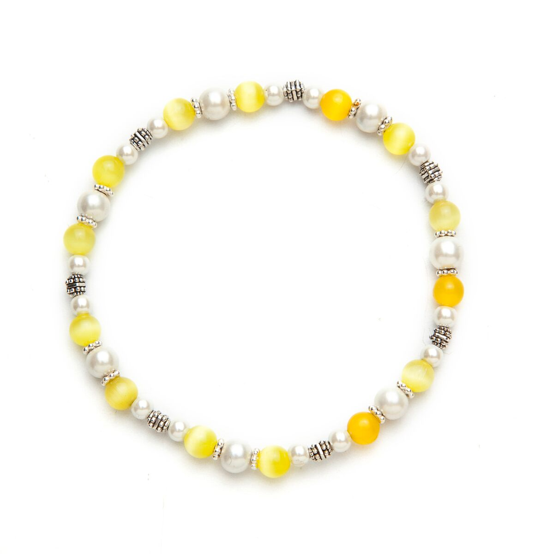 White With Yellow Cat's Eye Magnetic Bracelet