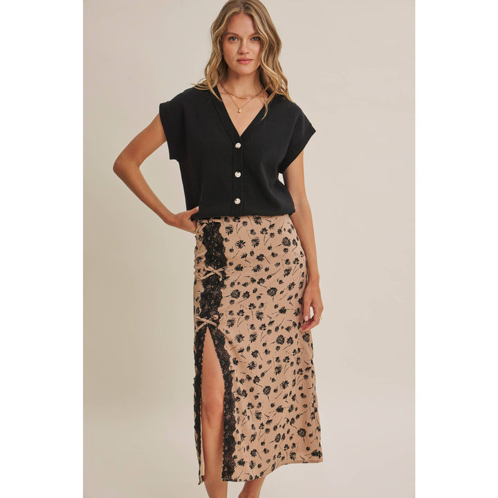Midnight in Paris Floral Lace Midi Skirt