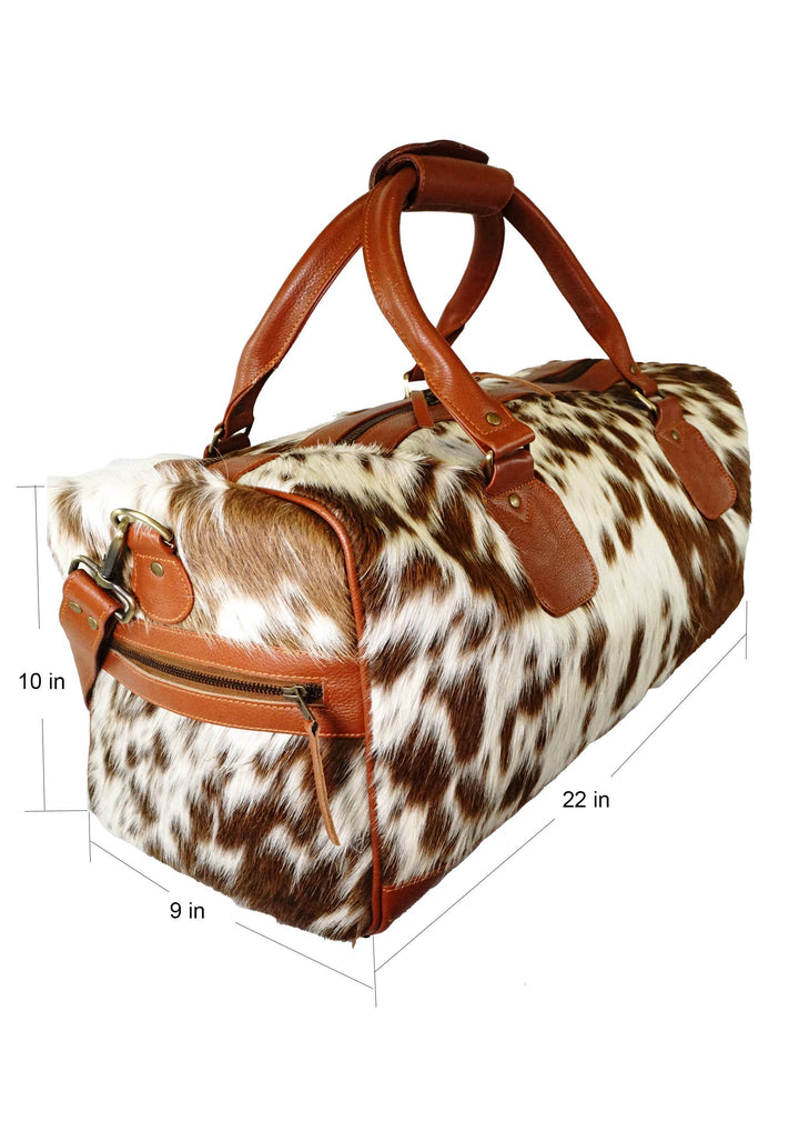 Cowhide Leather Weekender Duffel Carry On Bag