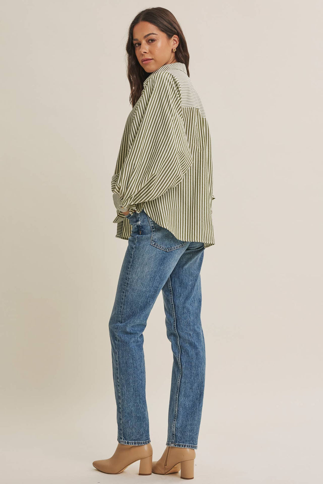 Between the Lines Button-Up - Brick Red