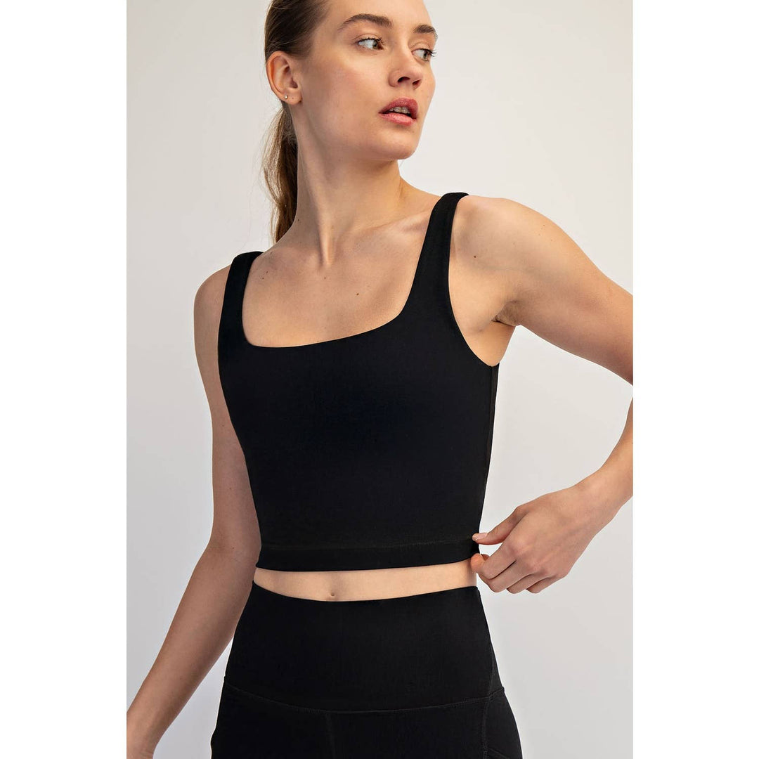 RAE MODE NYLON BUTTER SQUARE NECK CROPPED TANK - 2 colors!