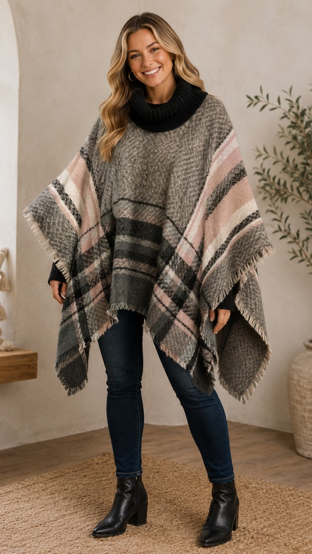 Wrap Me Pretty Poncho — Blush & Smoke