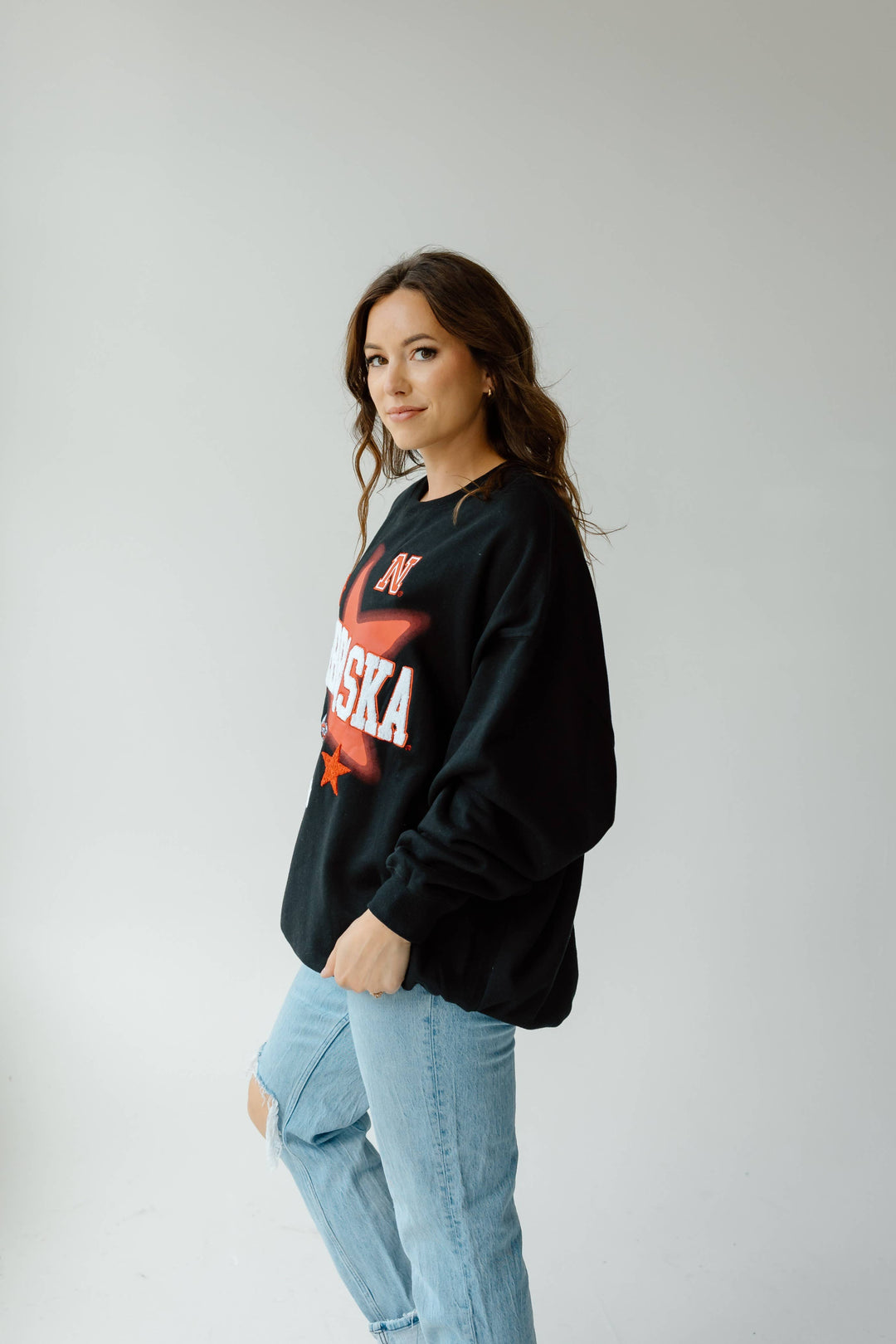 Nebraska Aura Multimedia Oversized Fleece Crew