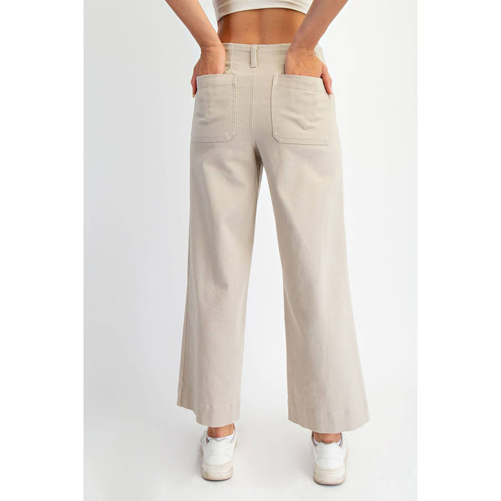 RAE MODE HEAVY COTTON TWILL CROPPED WIDE PANTS - TAUPE