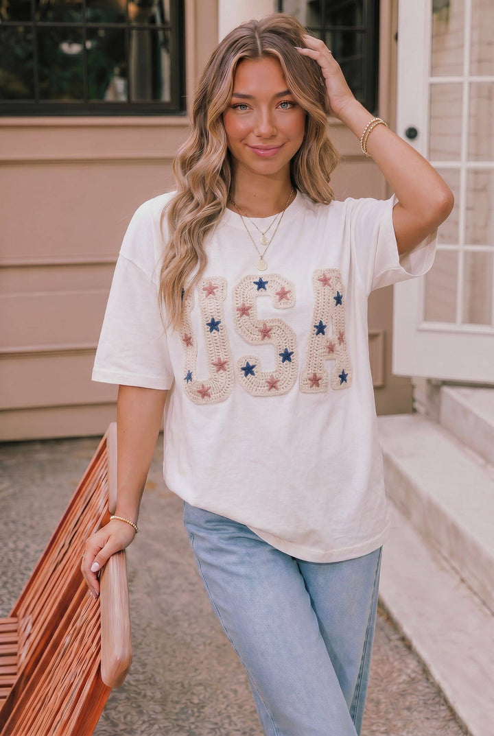 4th of July Crochet Star USA Tee