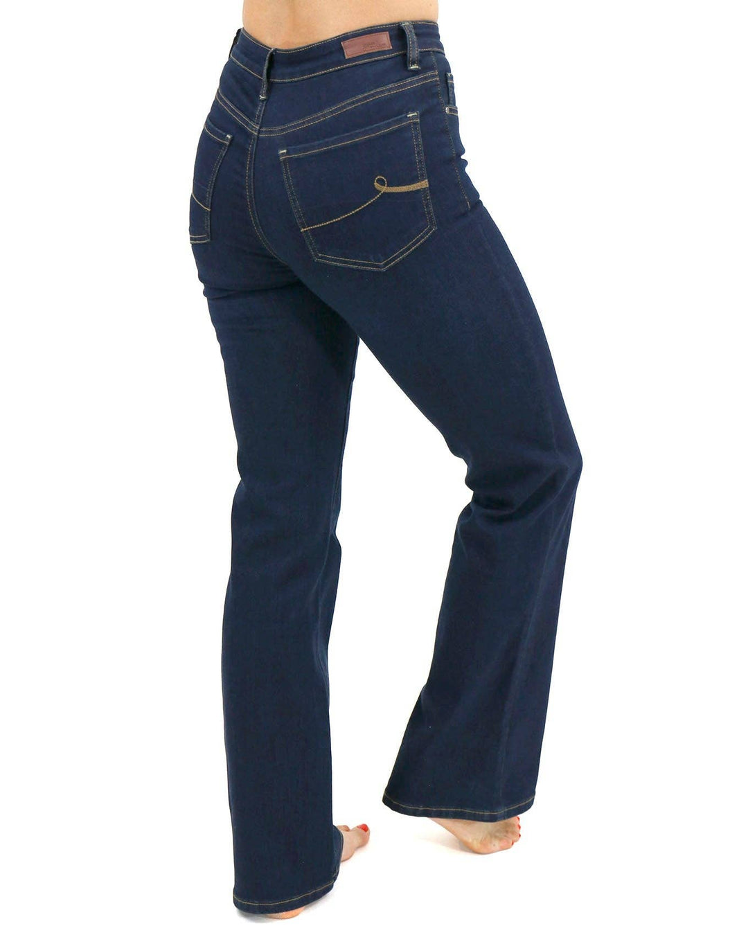 Designer Denim Flare Jeans In Dark-Wash