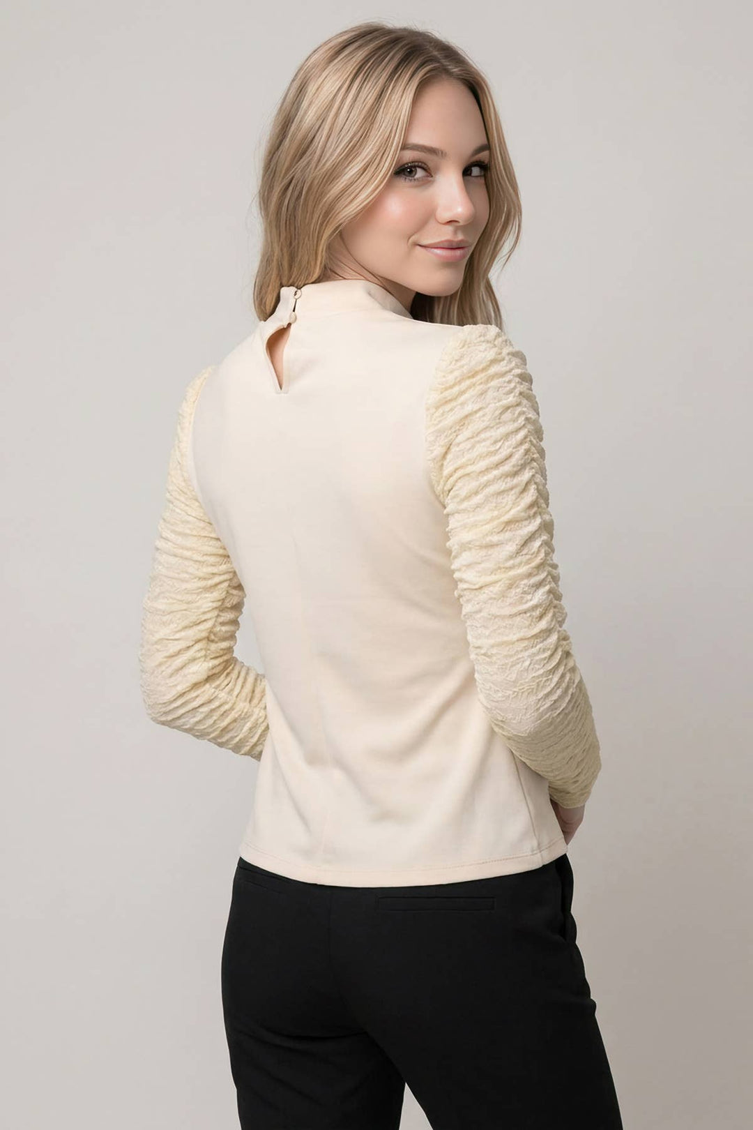 A Little Romance Lace Sleeve Top – Ecru