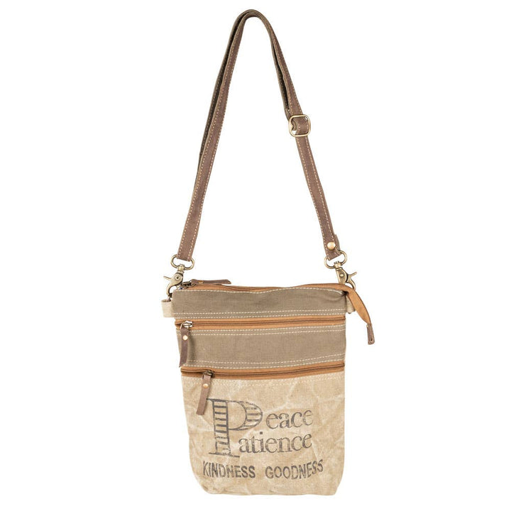 Double Zipper Peace Patience Crossbody