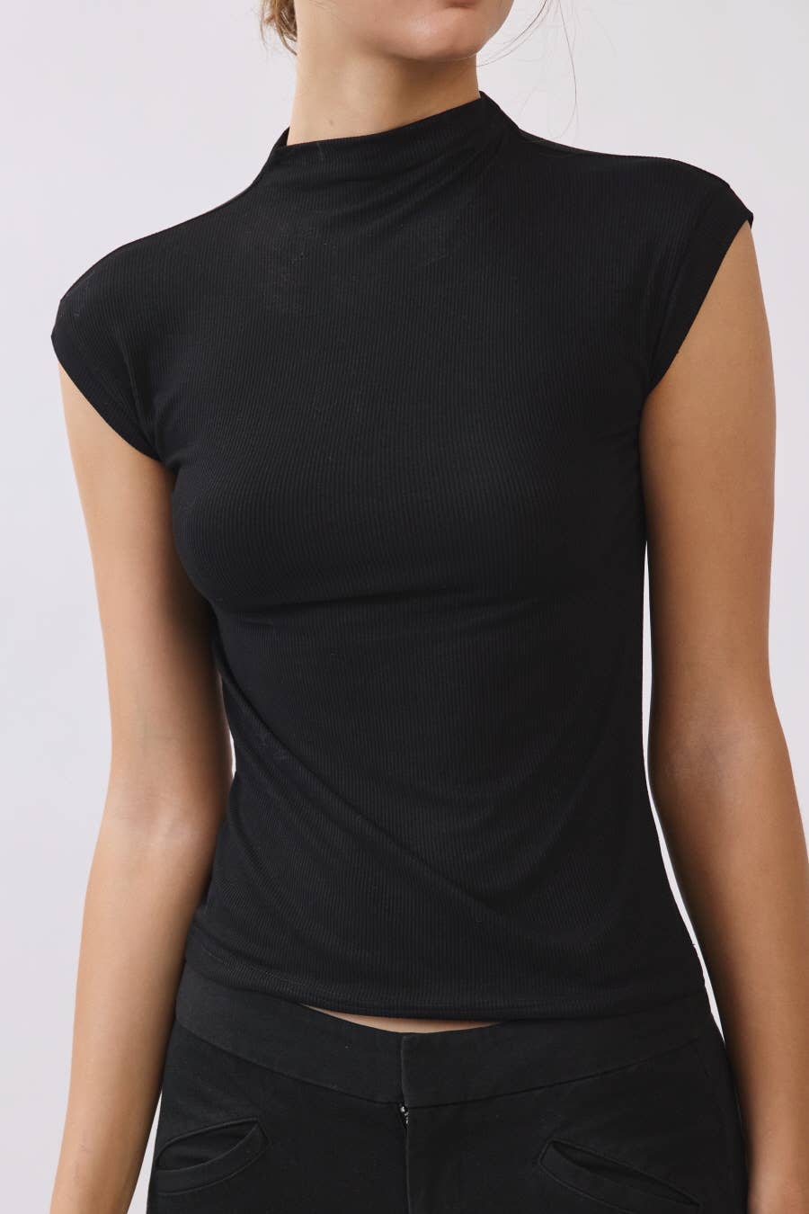 Rib Knit Mock Neck Top - 4 colors