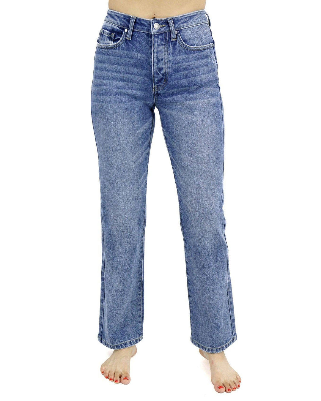 Stretch Mix 90's Jeans in Non Distressed Mid-Wash