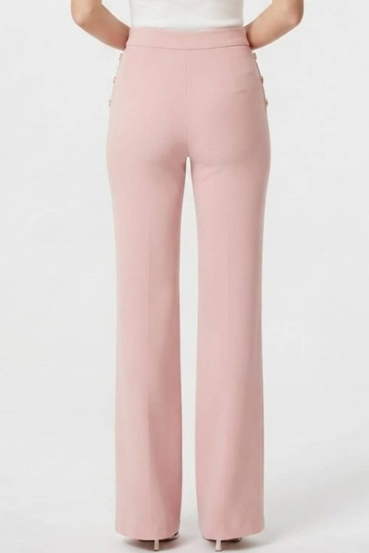Zac & Rachel Sailor Button Wide-Leg Pants - Powder Pink