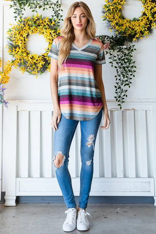 MULTI COLOR STRIPE PRINT TOP