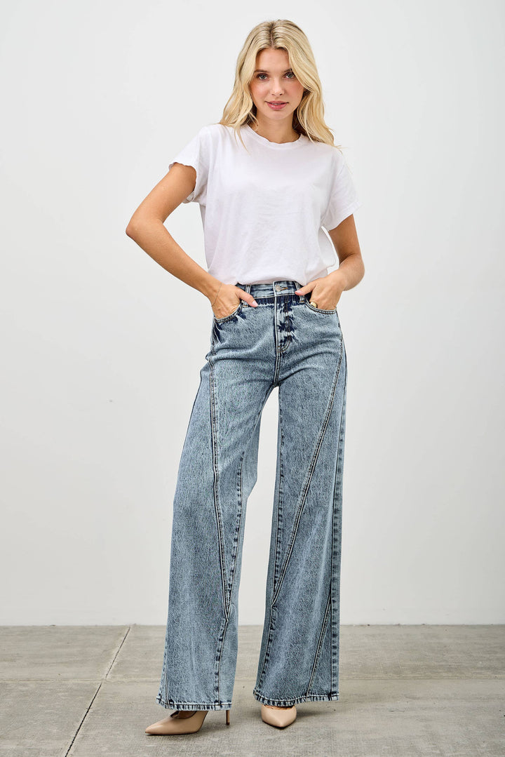 High Rise Relaxed Straight Jean with Seam Detail