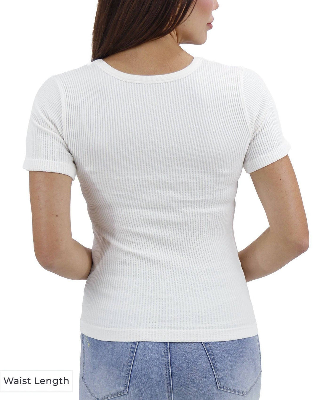 Waist Length Short Sleeve Brami in Ivory