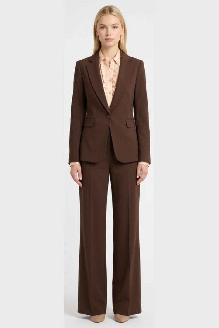 Zac & Rachel Notched Lapel Single Button Blazer - Chocolate