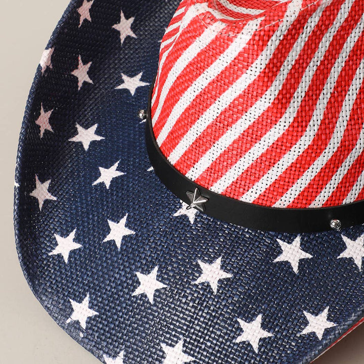 Stars & Stripes Straw Cowboy Hat