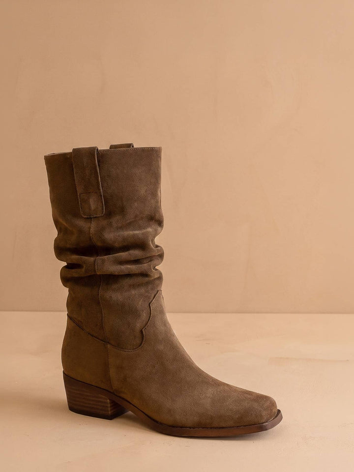 The Harrison | Brown Premium Faux Leather Slouch Fall Boot