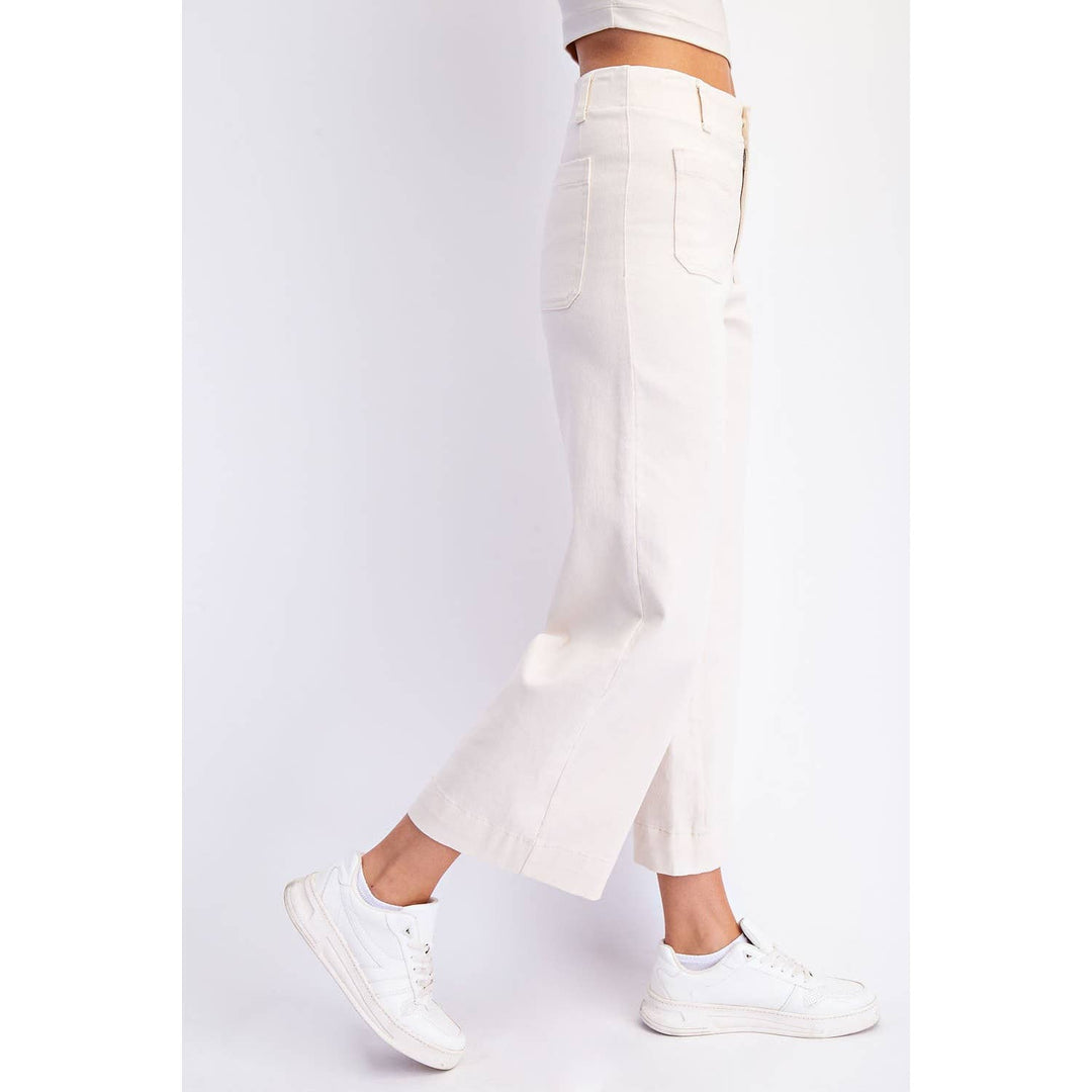 RAE MODE HEAVY COTTON TWILL CROPPED WIDE PANTS - TAUPE