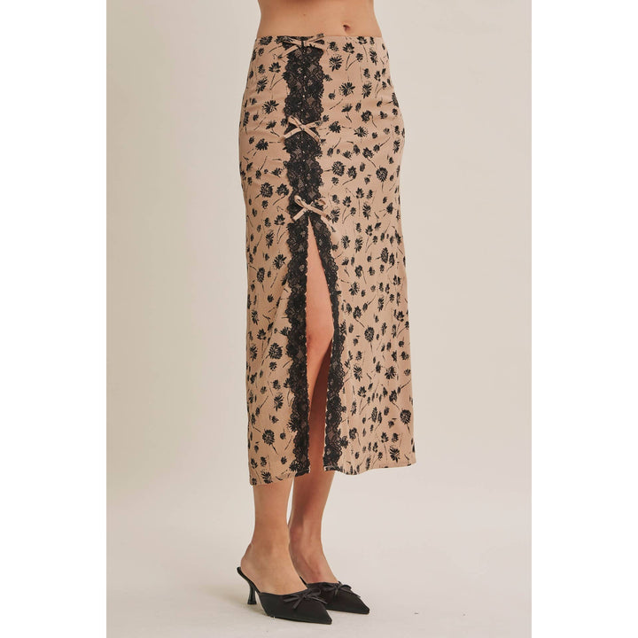 Midnight in Paris Floral Lace Midi Skirt