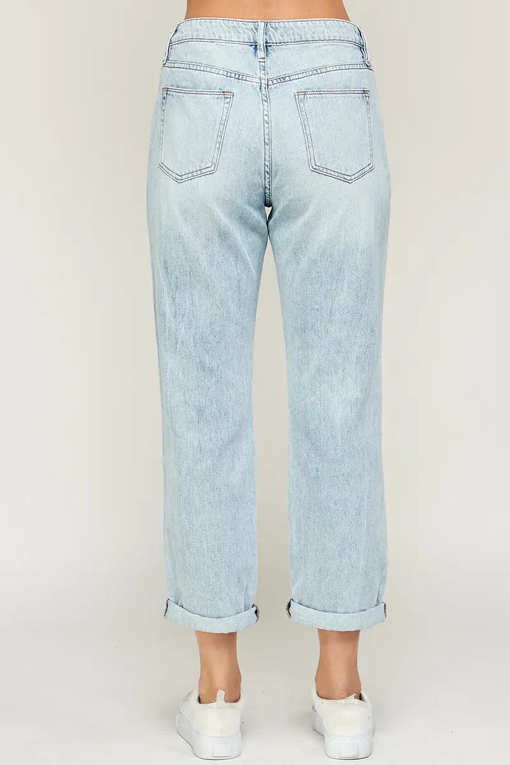 I&M Jeans -  High Rise Boyfriend Jeans - Super Light Wash