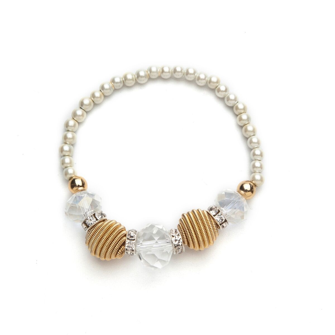 Gold Coil and Crystal White Magneic Bracelet