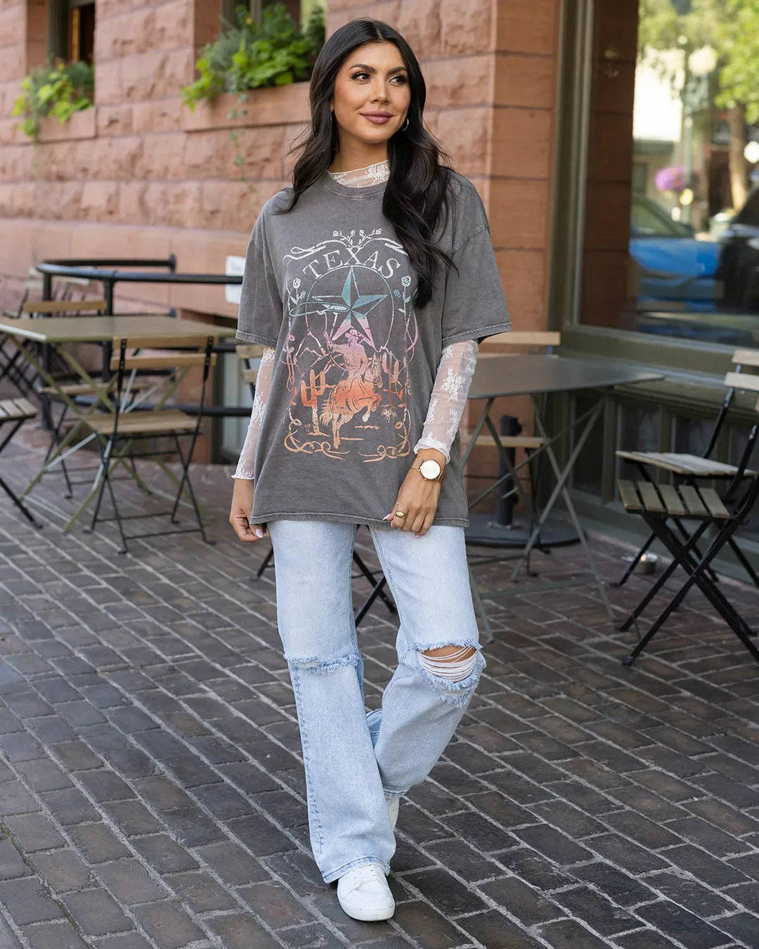 Grace and Lace Boyfriend Fit Graphic Tee - Texas