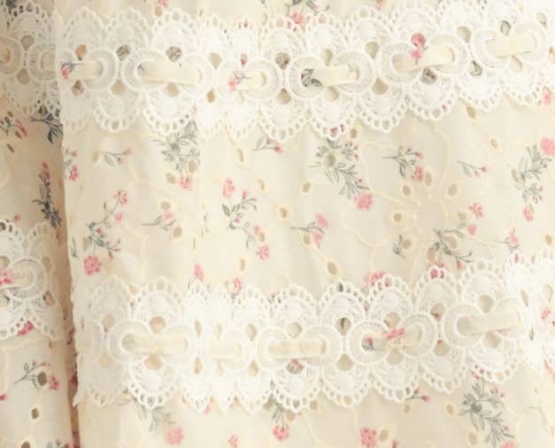 Giada Square Neck Tie Strap Floral Eyelet Mini Dress