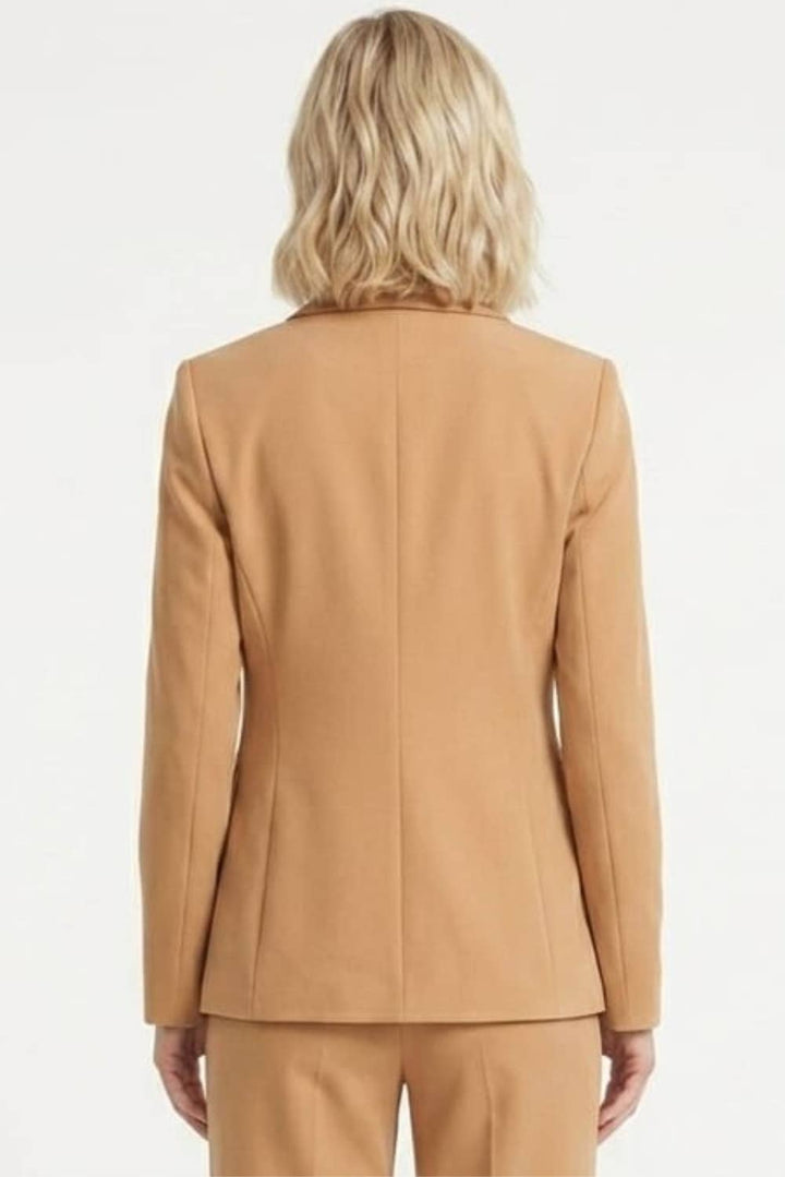 Zac & Rachel Notched Lapel Single Button Blazer - Tobacco Brown