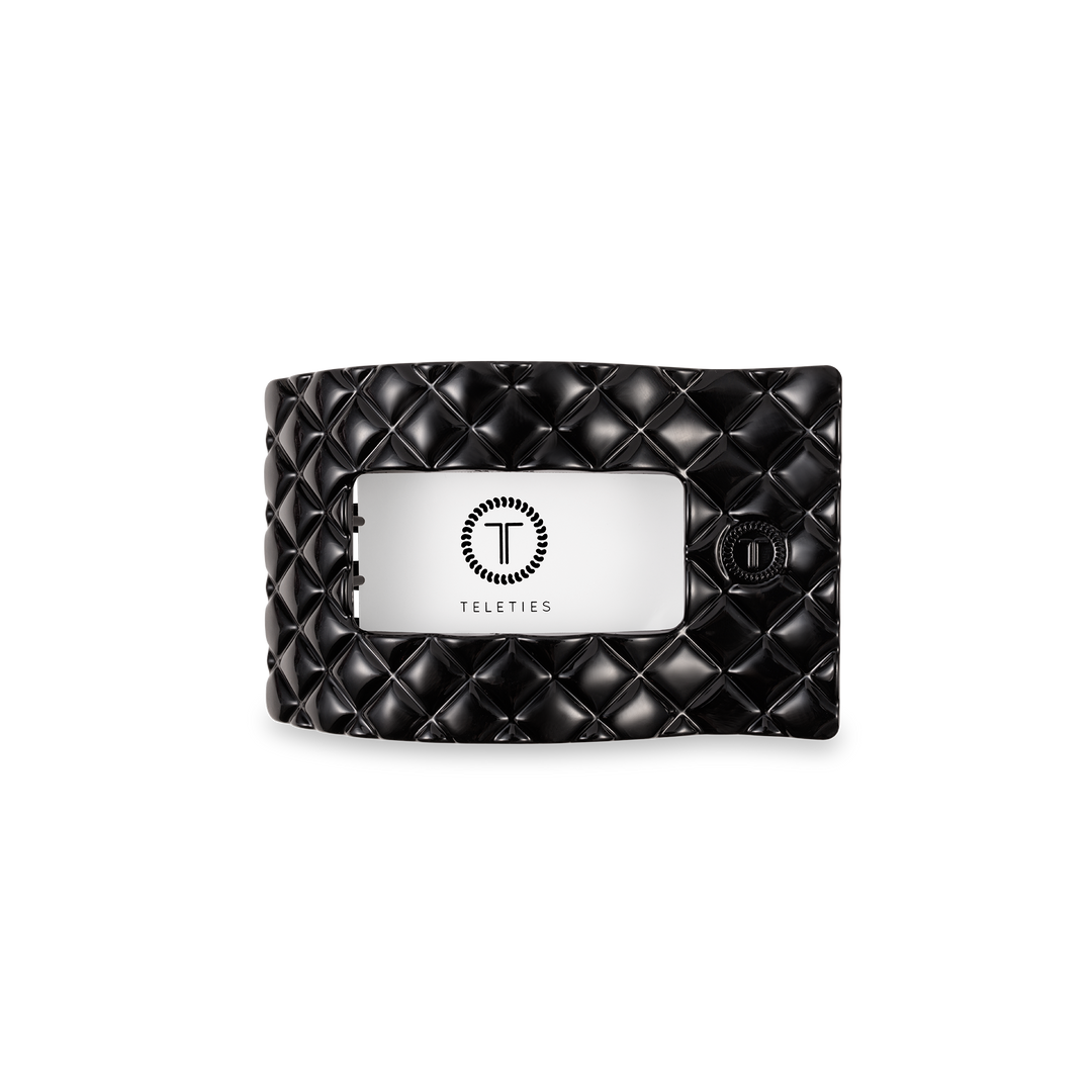 Flat Rectangle Hair Clip | Small | Jet Black Quilted