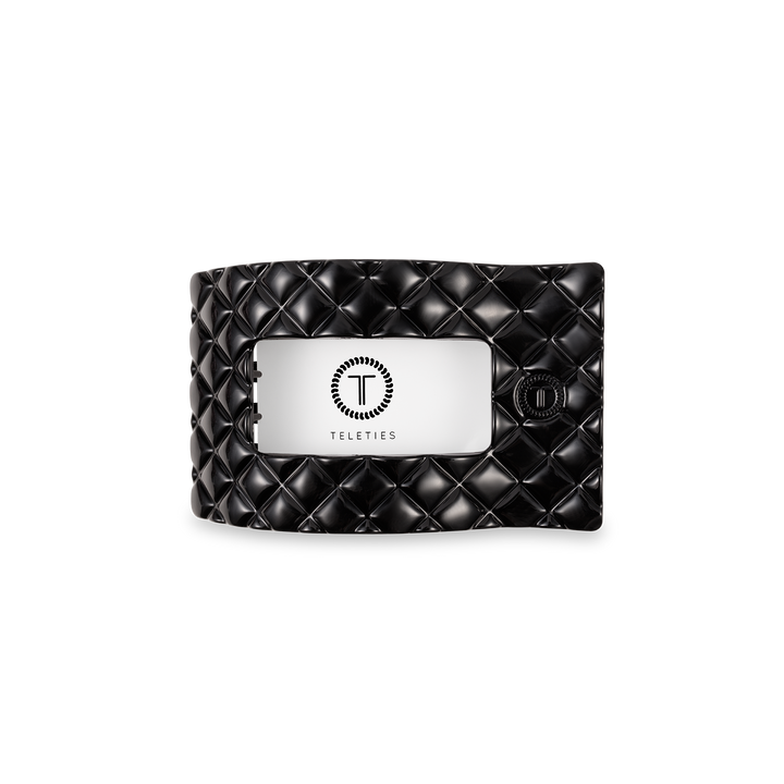 Flat Rectangle Hair Clip | Small | Jet Black Quilted