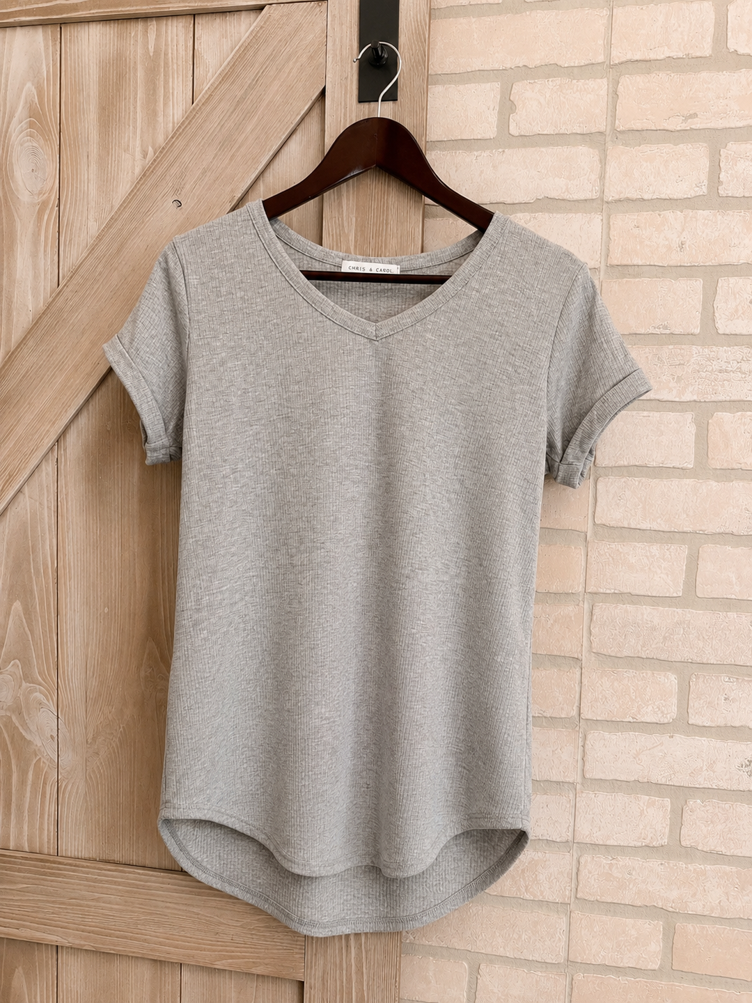 Heather Days Ribbed V-Neck Tee