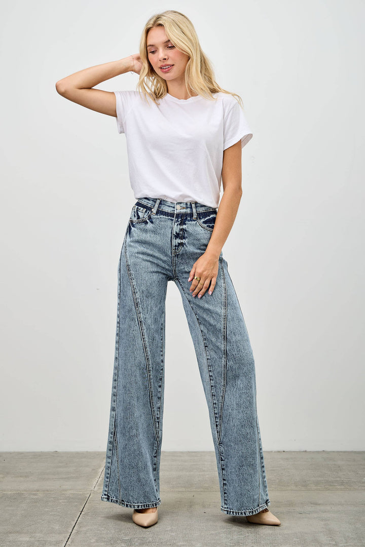 High Rise Relaxed Straight Jean with Seam Detail