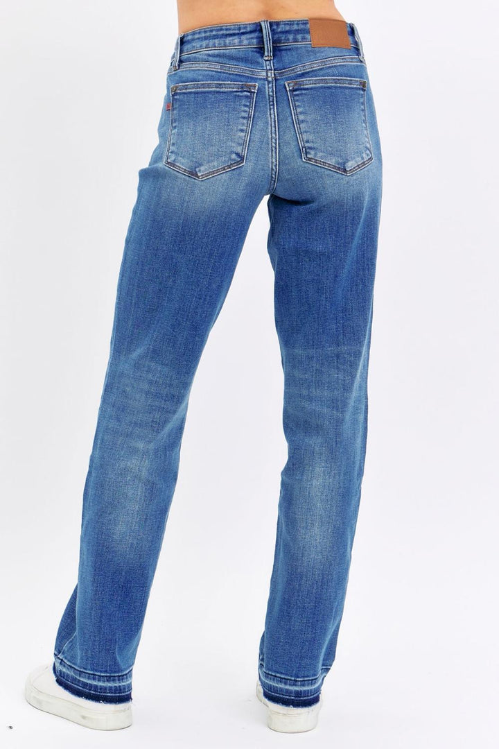 Judy Blue Mid Rise Release Hem Dad Denim Jeans