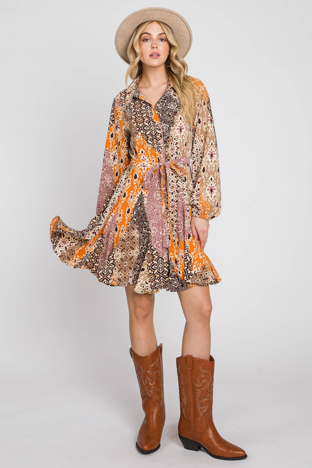 Festival Fields Button Down Flare Dress