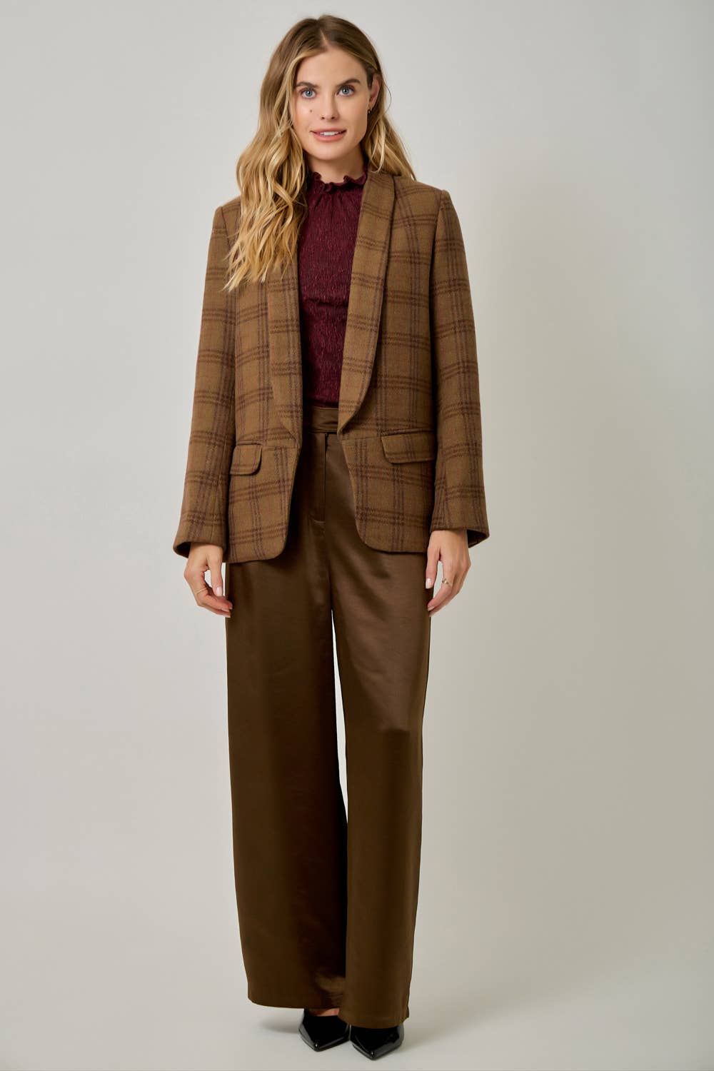Autumn in Oxford Wool-Blend Plaid Blazer