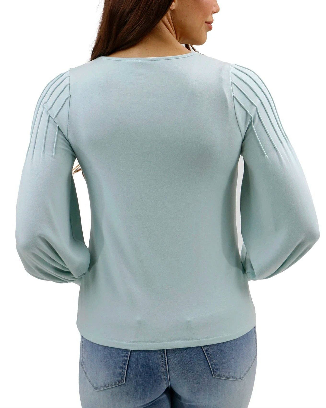 Pleated Sleeve Top in Light Mint