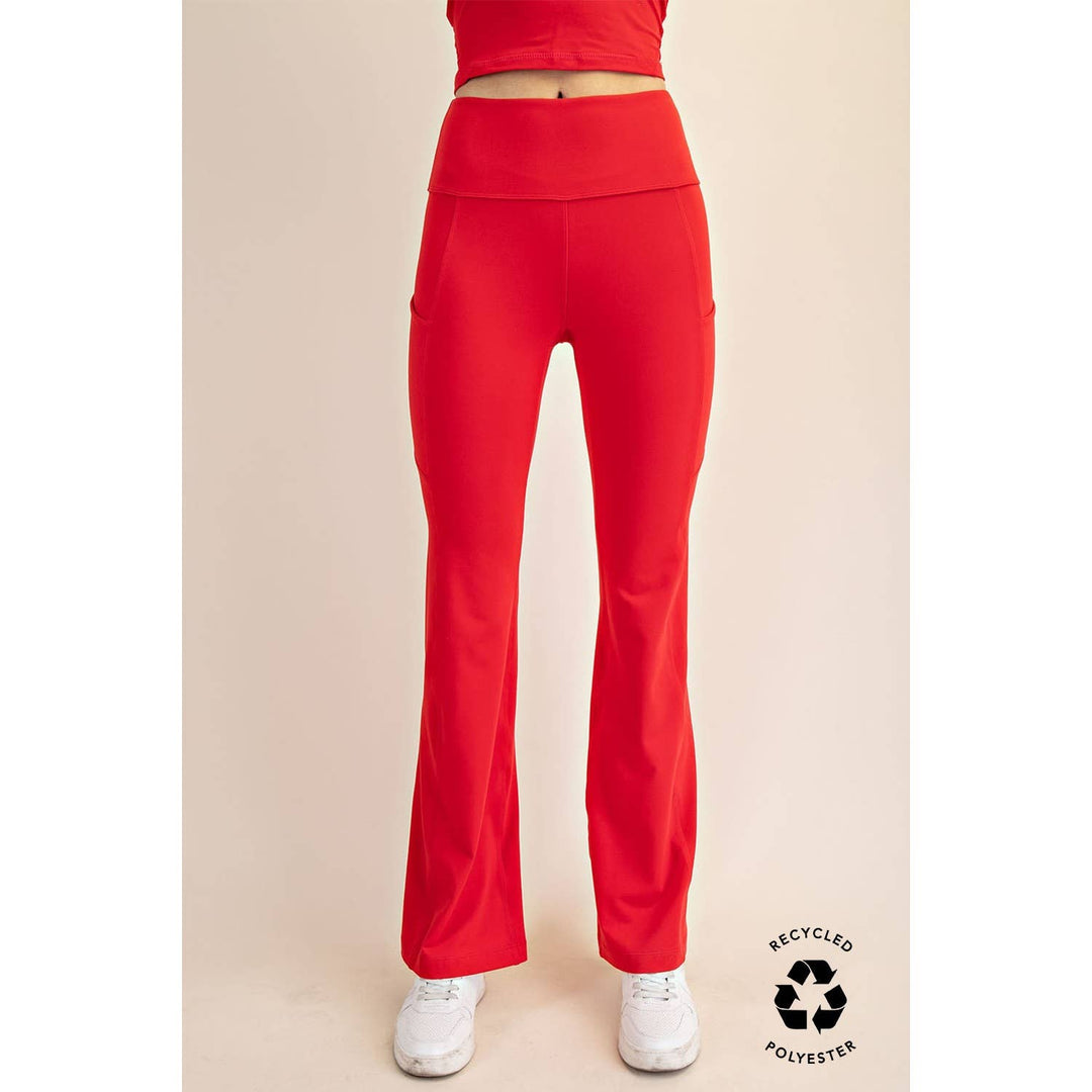 RAE MODE RECYCLED BUTTER FLARED LEGGINGS - TRUE RED