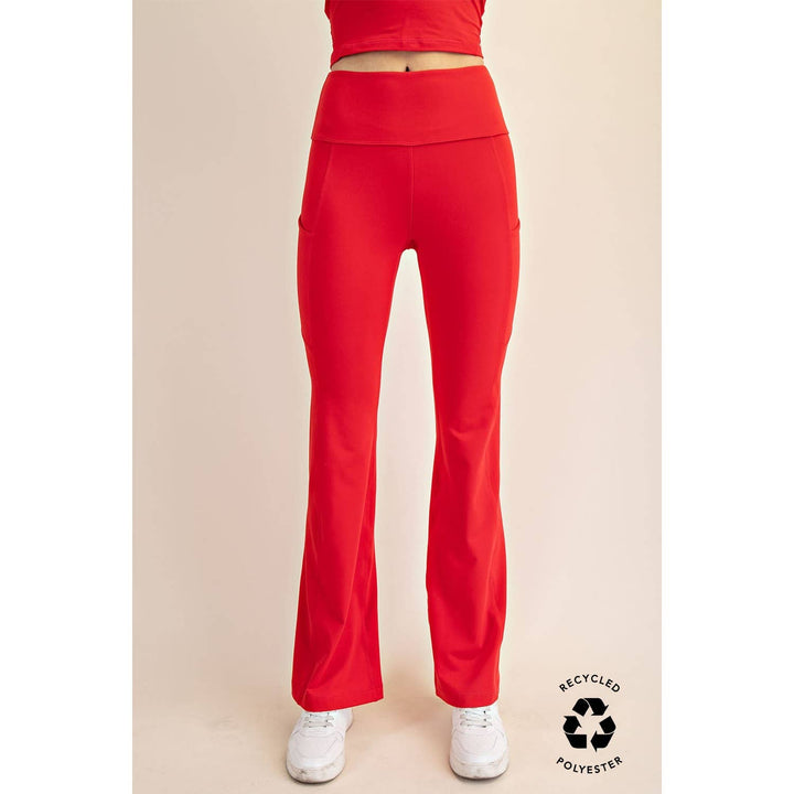 RAE MODE RECYCLED BUTTER FLARED LEGGINGS - TRUE RED