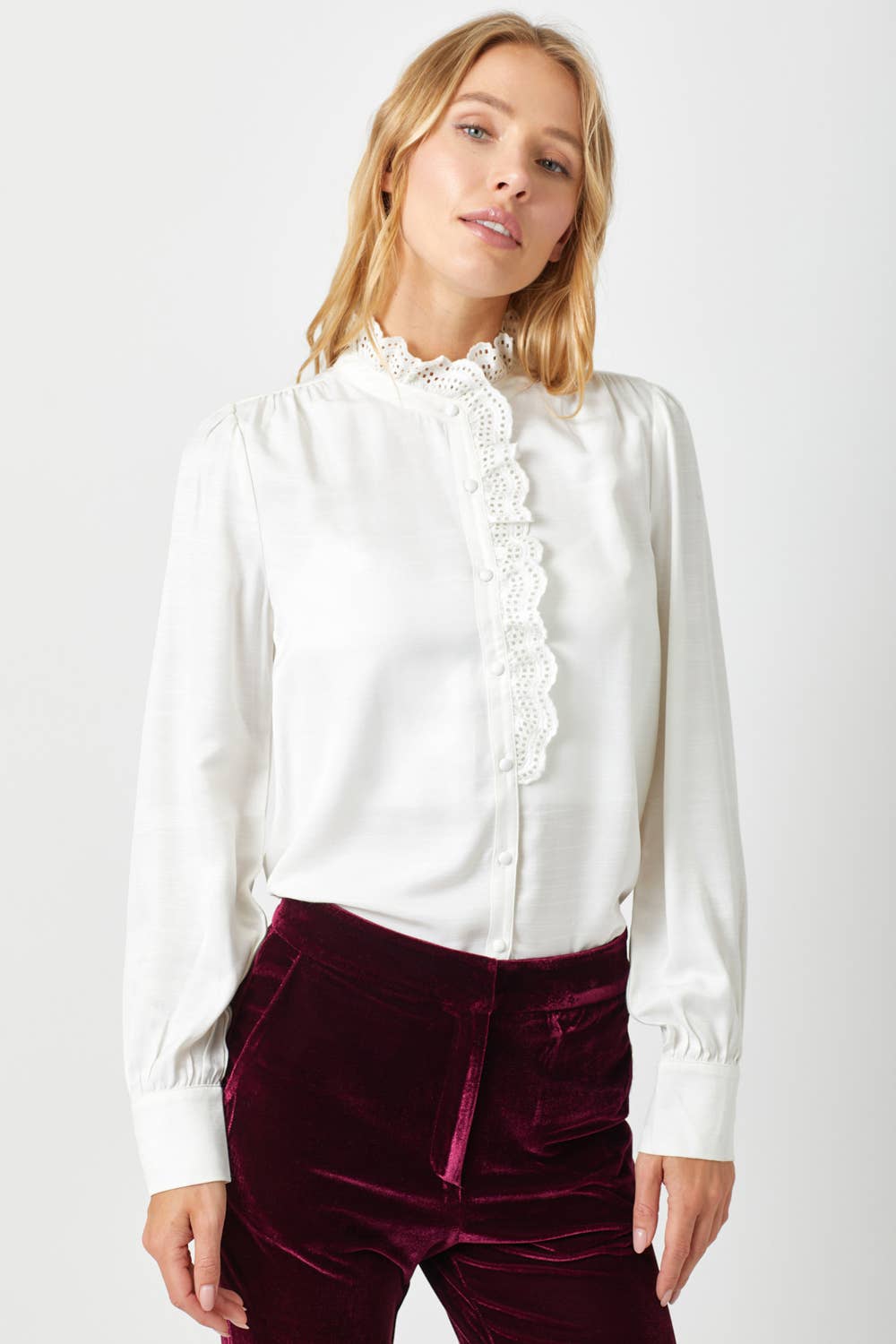 Career Goals Lace-Trim Blouse