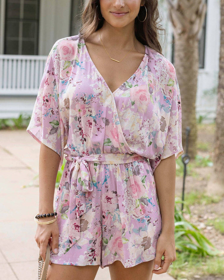 Sweetest Floral Romper in Purple Floral