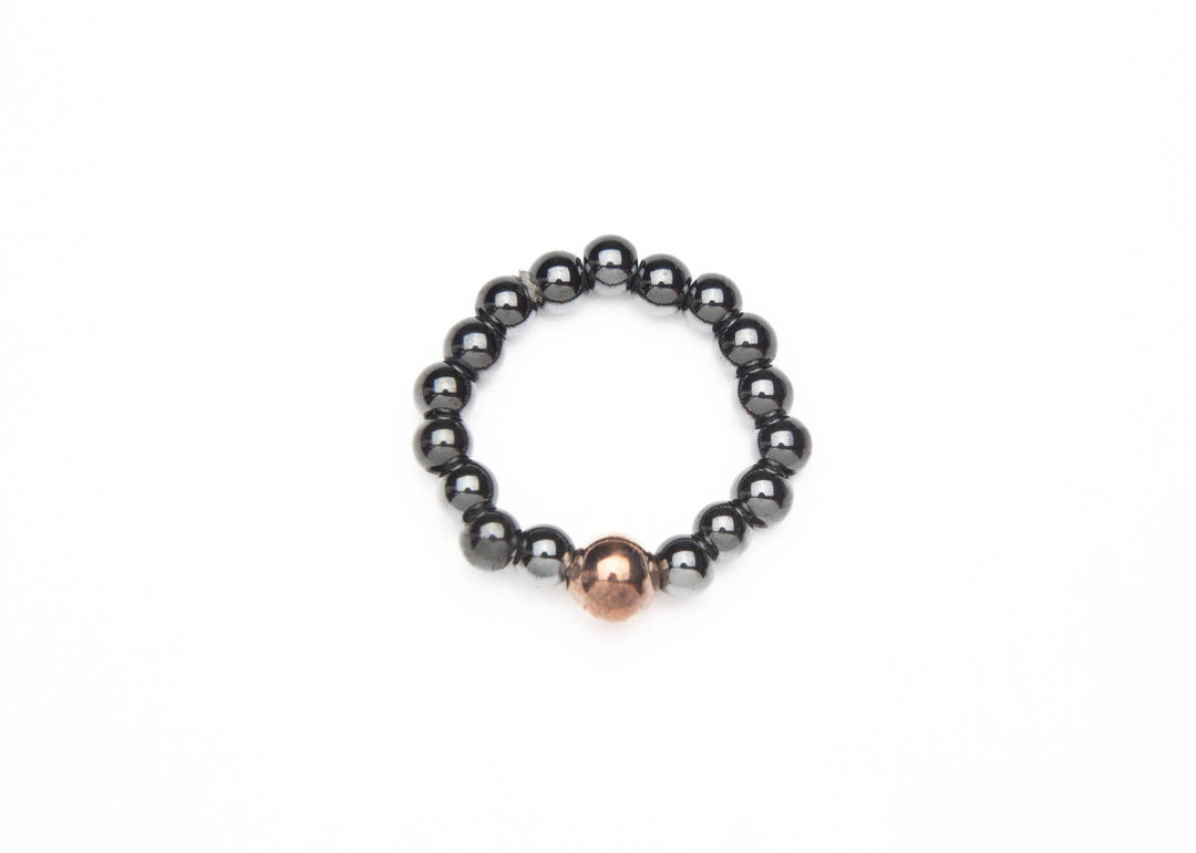 Black & Copper Ball Magnetrim Ring