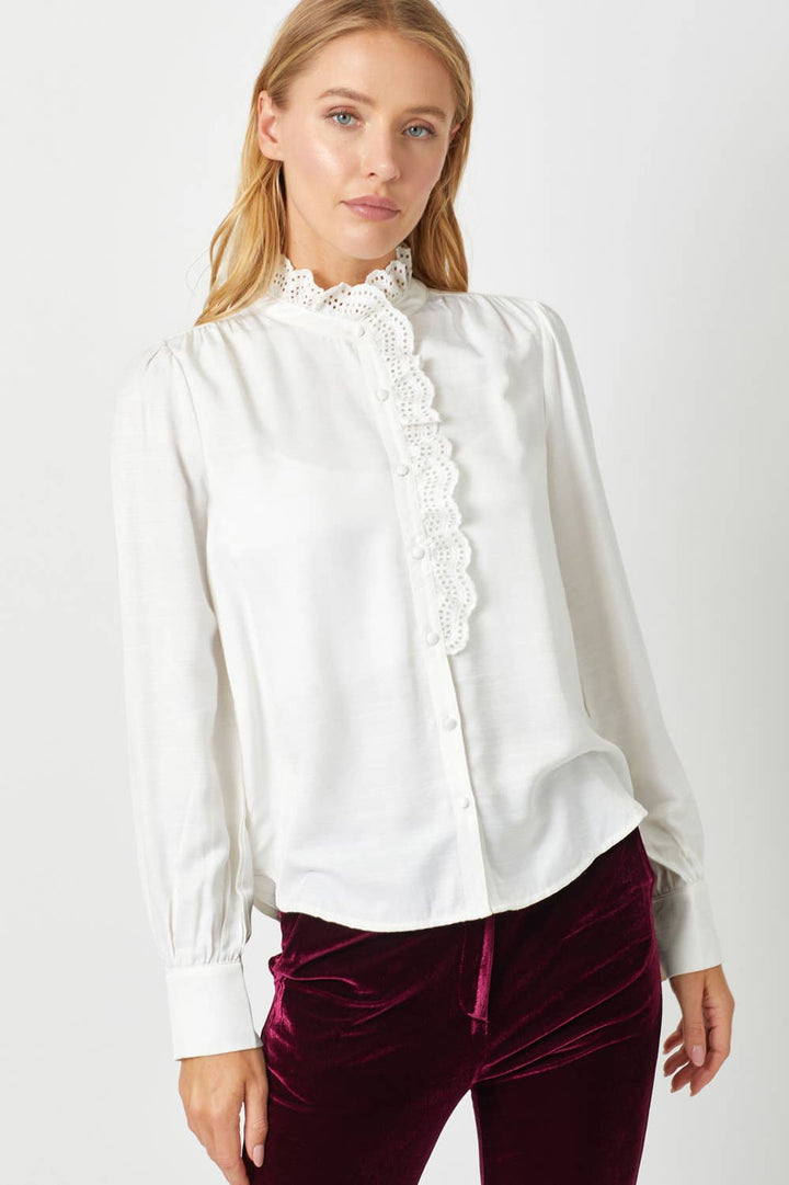 Career Goals Lace-Trim Blouse