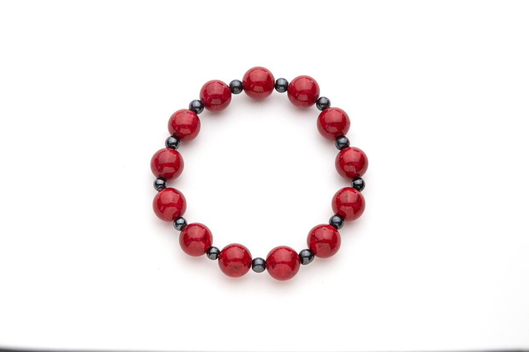 Coral and Black Magnetic Bracelet