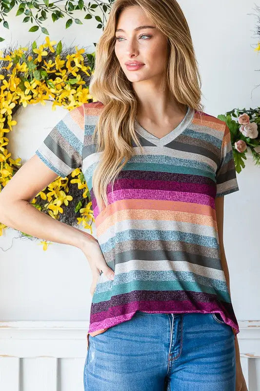 MULTI COLOR STRIPE PRINT TOP